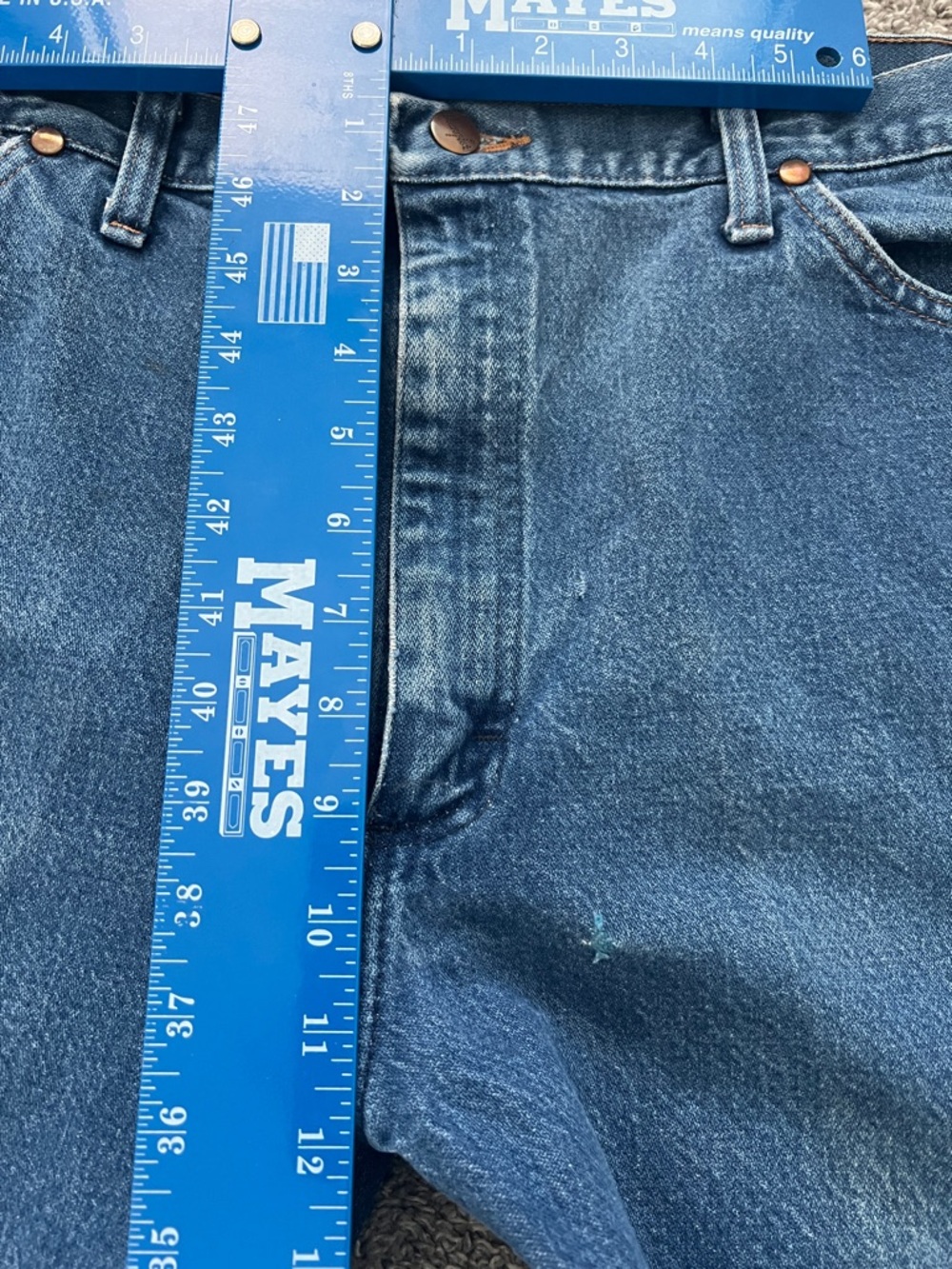 Wrangler 13MWZPW Cowboy Cut Men's Straight-Leg Blue Denim Jeans - Size 38x30 - Picture 10 of 13